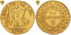 World Coins - France, 24 livres Convention, 1793 / AN II, Lyon, Pedigree, Gold, PCGS,