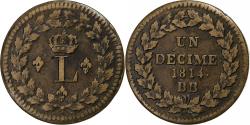 World Coins - France, Louis XVIII, Décime., 1814., Strasbourg, Blocus de Strasbourg, Bronze