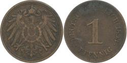World Coins - GERMANY - EMPIRE, Wilhelm II, Pfennig, 1893, Berlin, Copper, , KM:10