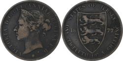 World Coins - Jersey, Victoria, 1/12 Shilling, 1877, Heaton, Bronze, , KM:8