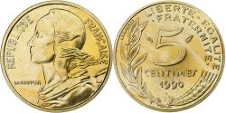 World Coins - France, 5 Centimes, Marianne, 1990, Monnaie de Paris, série FDC