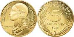 World Coins - Coin, France, Marianne, 5 Centimes, 1991, Paris, Proof, , Aluminum-Bronze