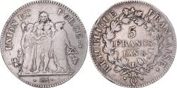 World Coins - Coin, France, Union et Force, 5 Francs, AN 8, Perpignan, , Silver