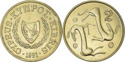 World Coins - Coin, Cyprus, 2 Cents, 1991, , Nickel-brass, KM:54.3