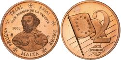 World Coins - Malta, 2 Euro Cent, PRUEBA-TRIAL ESSAI., 2003, Copper Plated Steel,