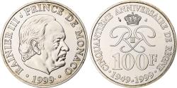 World Coins - Monaco, Rainier III, 100 Francs, 50e anniversaire de règne, 1999, Silver