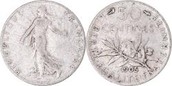 World Coins - Coin, France, Semeuse, 50 Centimes, 1905, Paris, , Silver, KM:854