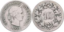 World Coins - Switzerland, 10 Rappen, Libertas, 1904, Bern, Copper-nickel, , KM:27