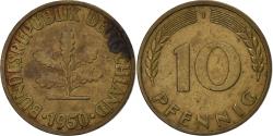 World Coins - GERMANY - FEDERAL REPUBLIC, 10 Pfennig, 1950, Hambourg, Brass Clad Steel