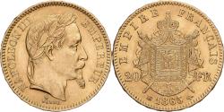World Coins - France, Napoleon III, 20 Francs, 1865, Strasbourg, Gold,