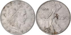 World Coins - Italy, 50 Lire, 1956, Rome, Stainless Steel, , KM:95.1