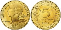 World Coins - France, 5 Centimes, Marianne, 2001, Paris, Série BE, Aluminum-Bronze