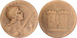 World Coins - France, Medal, Verdun , On ne passe pas, 1916, Bronze, Vernier,