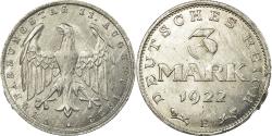World Coins - Coin, GERMANY, WEIMAR REPUBLIC, 3 Mark, 1922, Muldenhütten,