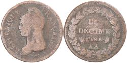 World Coins - Coin, France, Dupré, Decime, AN 8, Metz, , Copper, Gadoury:187a