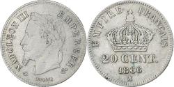 World Coins - France, Napoleon III, 20 Centimes, Napoléon III, 1866, Paris, Silver