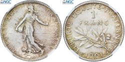 World Coins - France, 1 Franc, Semeuse, 1901, Paris, Silver, NGC, , Gadoury:467, KM:844.1