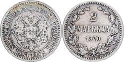 World Coins - Coin, Finland, Alexander II, 2 Markkaa, 1870, Helsinki, , Silver