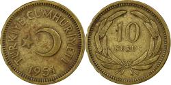 World Coins - Turkey, 10 Kurus, 1951, Istanbul, Brass, , KM:888
