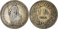 World Coins - Switzerland, Franc, Helvetia, 1913, Bern, Silver,