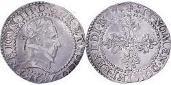 World Coins - France, Henri III, 1/2 Franc au col plat, 1587, Poitiers, Silver,