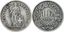 World Coins - Coin, Switzerland, Franc, 1943, Bern, , Silver, KM:24
