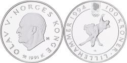 World Coins - Norway, Olav V, 100 Kroner, 1991, Kongsberg, Silver, , KM:434