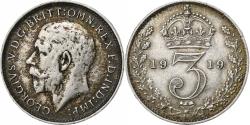 World Coins - Great Britain, George V, 3 Pence, 1919, AU(50-53), Silver, KM:813