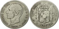 World Coins - Coin, Spain, Alfonso XII, 2 Pesetas, 1884, Madrid, , Silver, KM:678.2