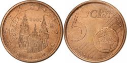 World Coins - Spain, 5 Euro Cent, 2001, Madrid, Copper Plated Steel,