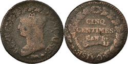 World Coins - Coin, France, Dupré, 5 Centimes, AN 5, Orléans, Refrappage du Décime