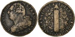 World Coins - France, Louis XVI, 2 sols François, 1792 / AN 4, Paris, Métal de cloche