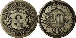 World Coins - Coin, Switzerland, 20 Rappen, 1851, Bern, , Billon, KM:7