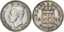 World Coins - Great Britain, George VI, 6 Pence, 1942, Silver, , KM:852