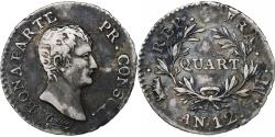 World Coins - France, Bonaparte Premier Consul, Quart, An 12, Toulouse, Silver,