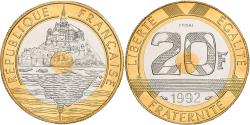 World Coins - France, 20 Francs, Mont Saint-Michel, 1992, MDP, Pattern