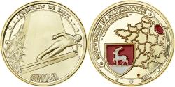 World Coins - France, Medal, Gérardmer, tremplin de saut, 2011, Gilt iron, Colourized,