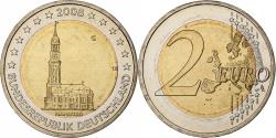World Coins - Germany, 2 Euro, Cathédrale de Hambourg, 2008, Karlsruhe, Bi-Metallic,