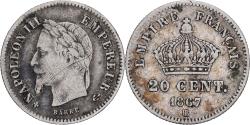World Coins - Coin, France, Napoleon III, 20 Centimes, 1867, Strasbourg, , Silver