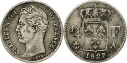 World Coins - Coin, France, Charles X, 1/4 Franc, 1827, Paris, , Silver, KM:722.1, Le