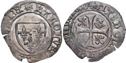 World Coins - France, Charles VI, Blanc Guénar, 1389, La Rochelle, 4th emission, Billon