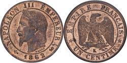 World Coins - Coin, France, Napoleon III, Napoléon III, Centime, 1862, Bordeaux,
