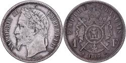 World Coins - France, Napoleon III, Franc, 1867, Strasbourg, Large BB, Silver,