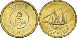 World Coins - Coin, Kuwait, Jabir Ibn Ahmad, 5 Fils, 1997/AH1417, , Nickel-brass, KM:10
