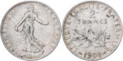 World Coins - France, 2 Francs, Semeuse, 1908, Paris, Silver, , Gadoury:532, KM:845.1