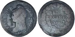 World Coins - Coin, France, Dupré, Decime, AN 5, Paris, Surfrappe du 2 Décimes,