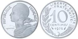 World Coins - France, 10 Centimes, Marianne, 1975, MDP, Piéfort, Silver,