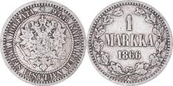 World Coins - Coin, Finland, Alexander II, Markka, 1866, Helsinki, , Silver, KM:3.1