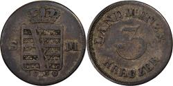 World Coins - German States, SAXE-MEININGEN, Bernhard II, 3 Kreuzer, 1830, Copper,