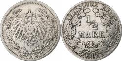 World Coins - GERMANY - EMPIRE, 1/2 Mark, 1906, Berlin, Silver, , KM:17